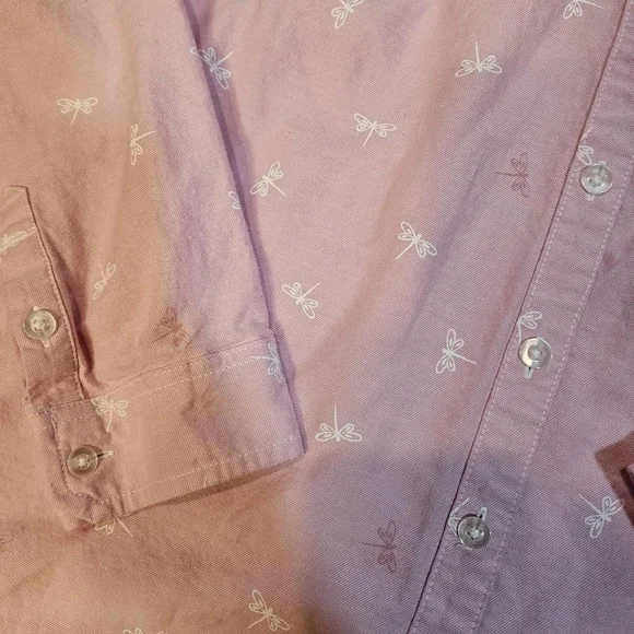 Croft & Barrow Pink Dragonfly Button-Down Shirt - Picture 8 of 9